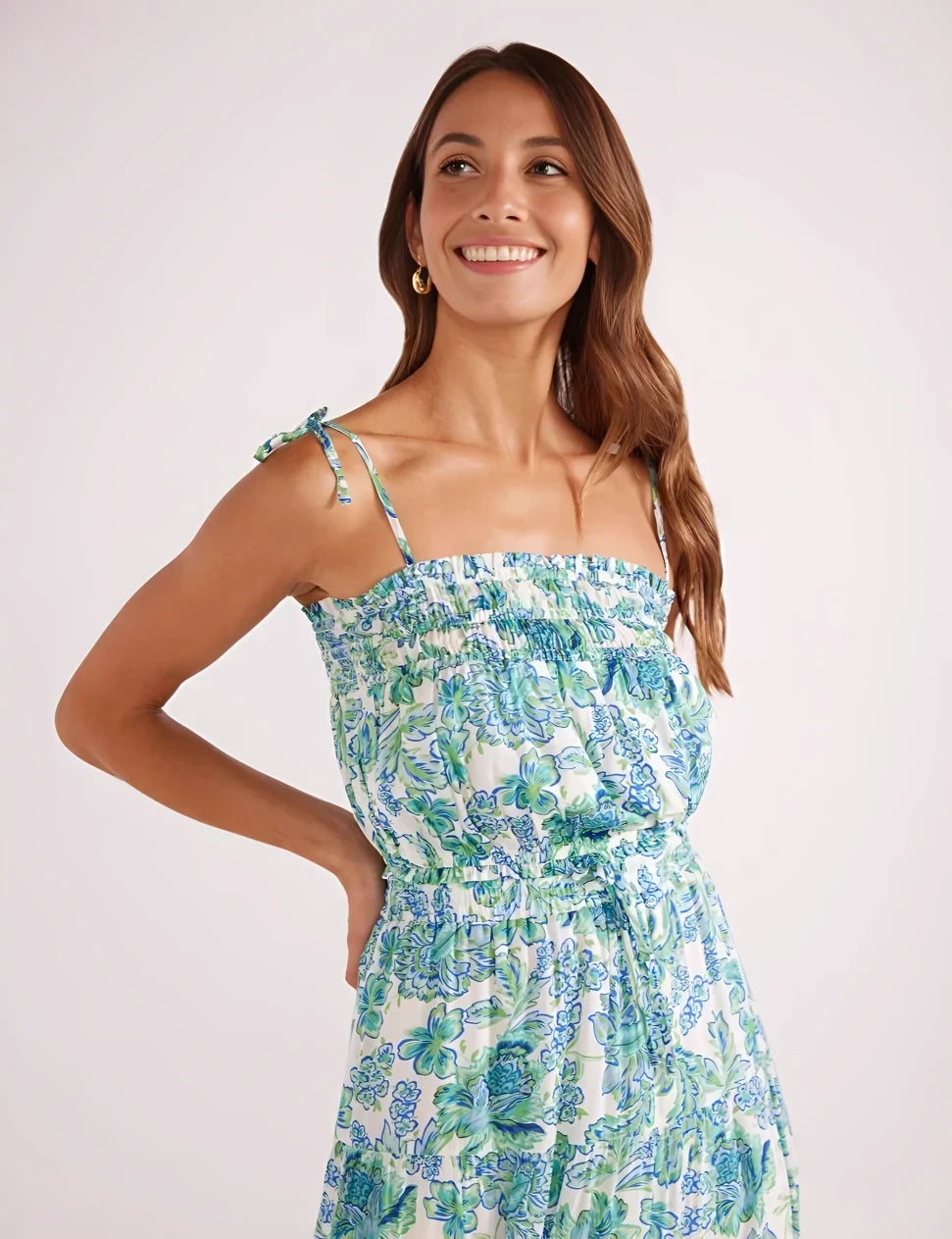 Alessia Shoulder Tie Crop - Blue/Green Floral (Final Sale)
