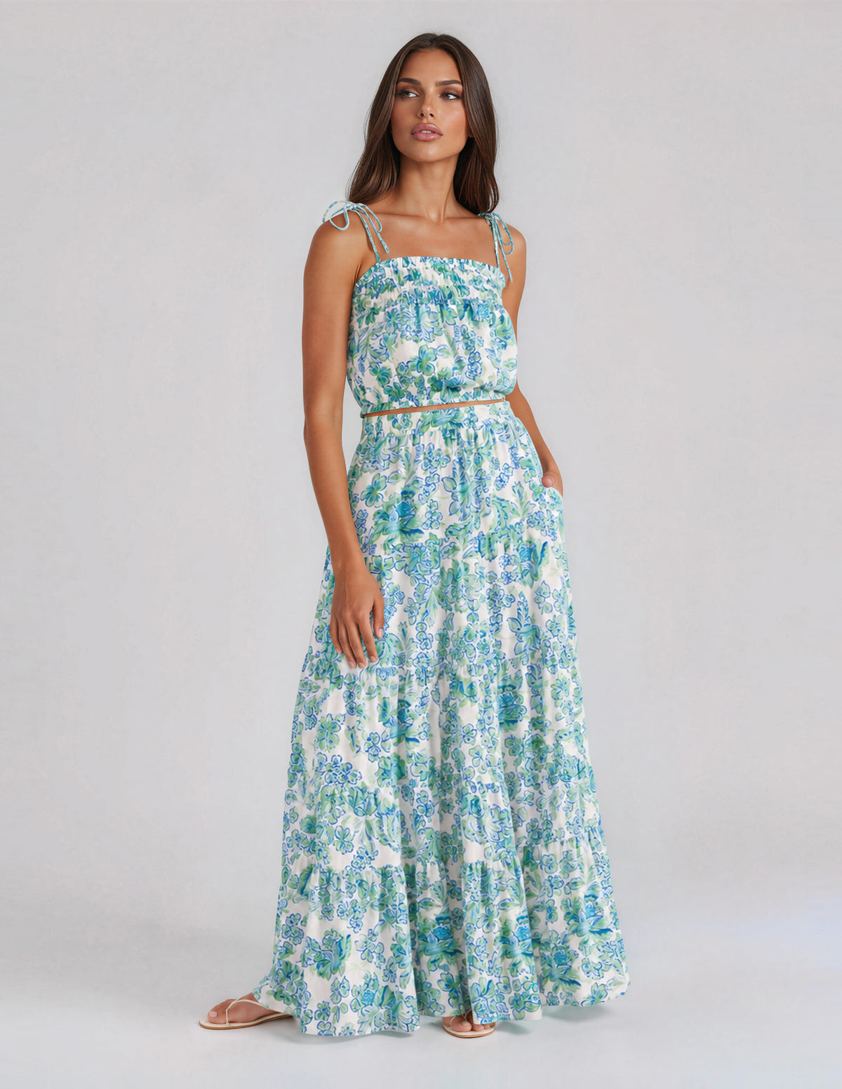 Alessia Floral Matching Set - Blue/Green Floral (Final Sale)
