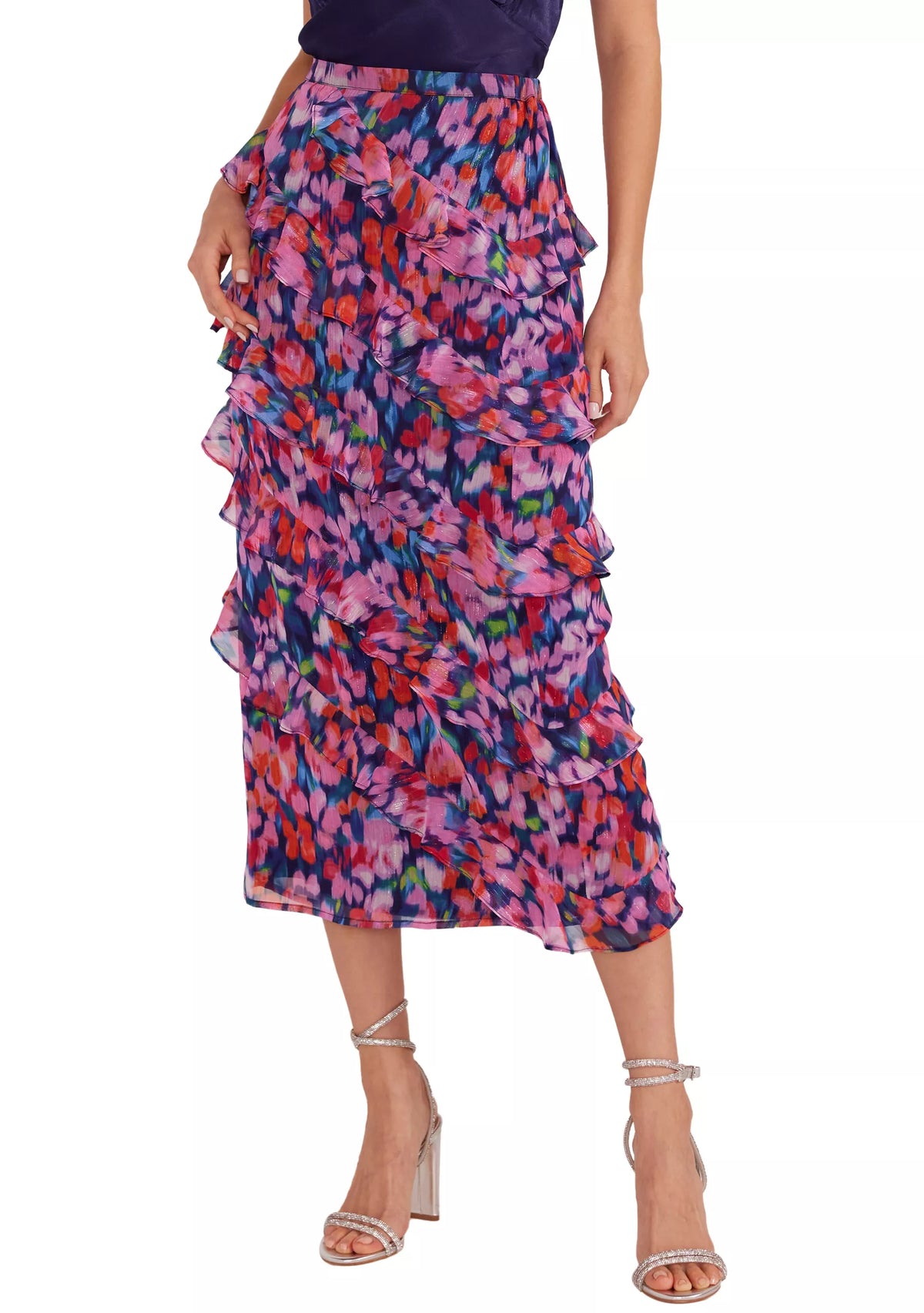 Calista Frill Midi Skirt - Blurred Floral (Final Sale)