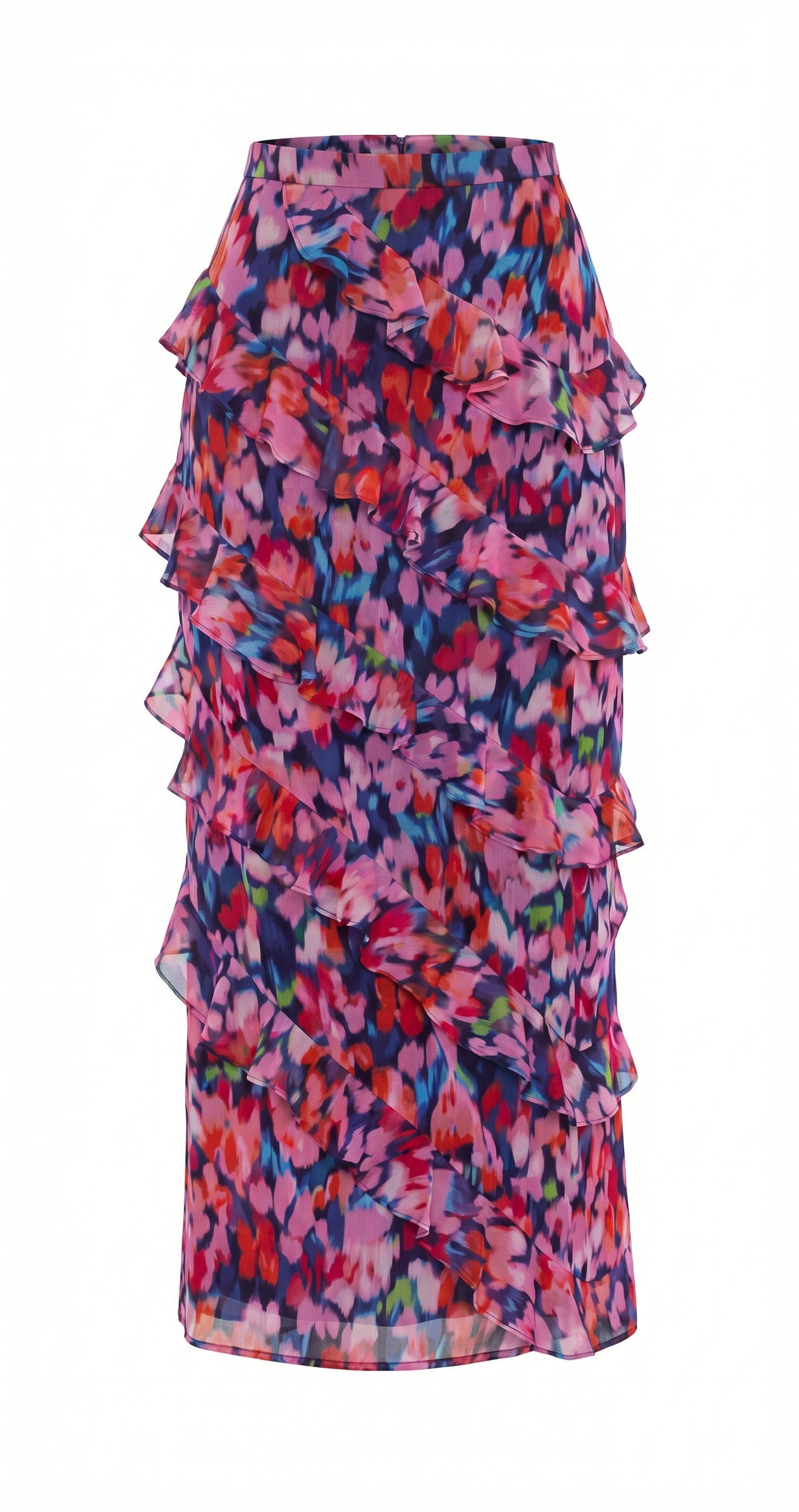 Calista Frill Midi Skirt - Blurred Floral (Final Sale)