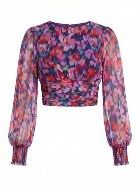 Calista Long Sleeve Blouse - Blurred Floral (Final Sale)