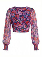 Calista Long Sleeve Blouse - Blurred Floral (Final Sale)