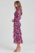 Calista Frill Midi Skirt - Blurred Floral (Final Sale)