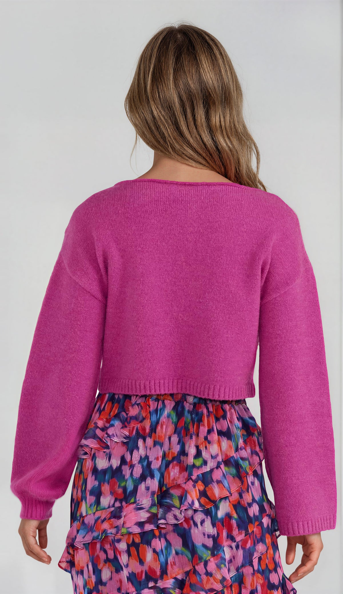 Elissa Cropped Sweater - Magenta (Final Sale)