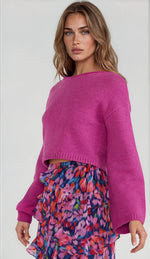 Elissa Cropped Sweater - Magenta (Final Sale)