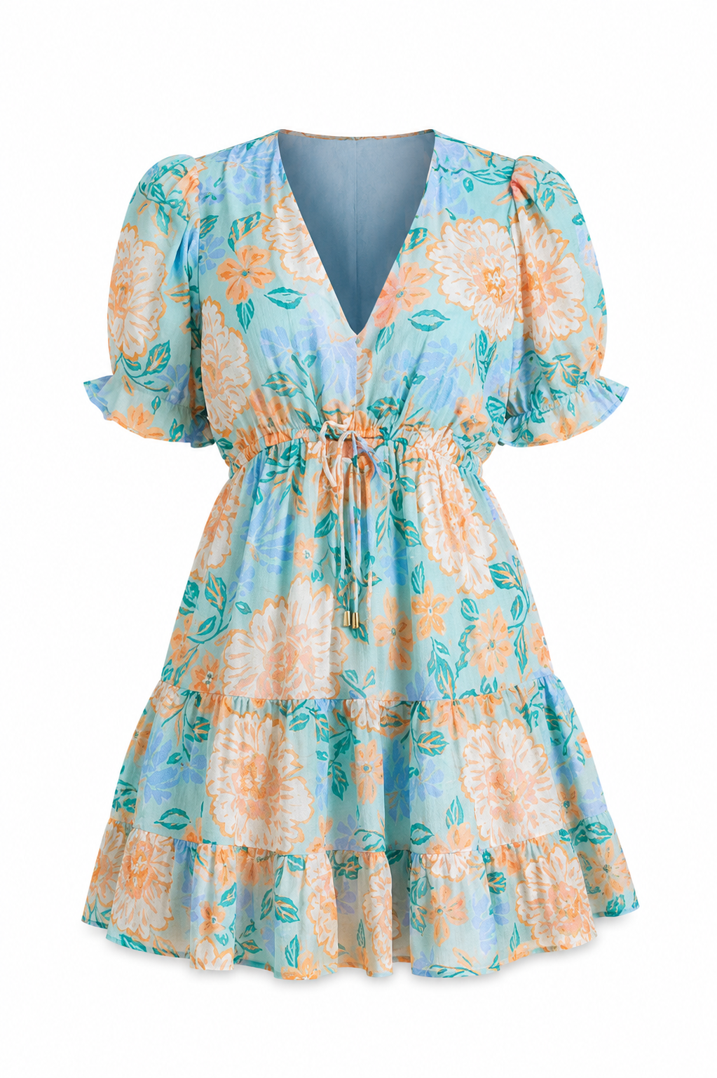 Evelyn Puff Sleeve Mini Dress - Mint Floral (Final Sale)