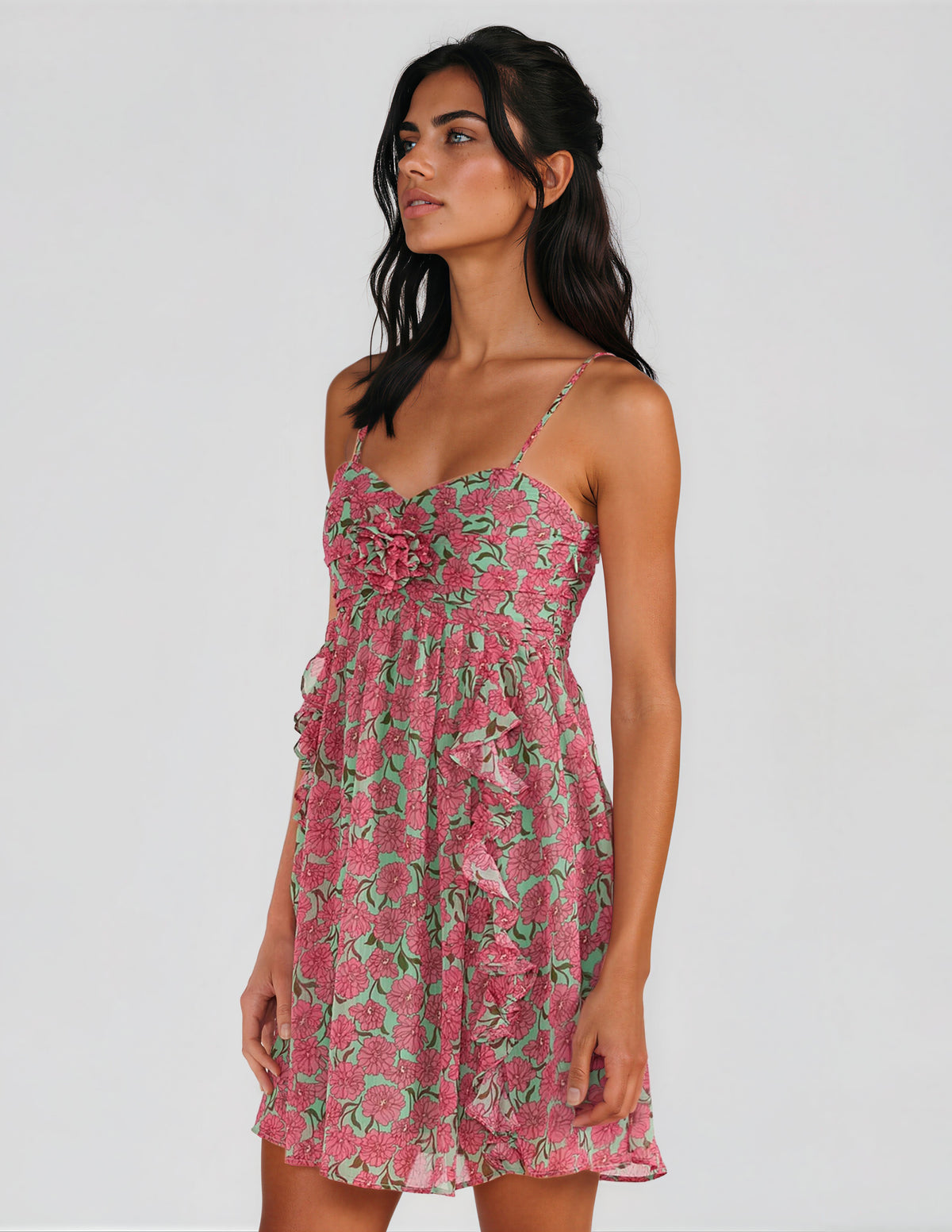 Grace Babydoll Mini Dress - Carnation Ditzy (Final Sale)