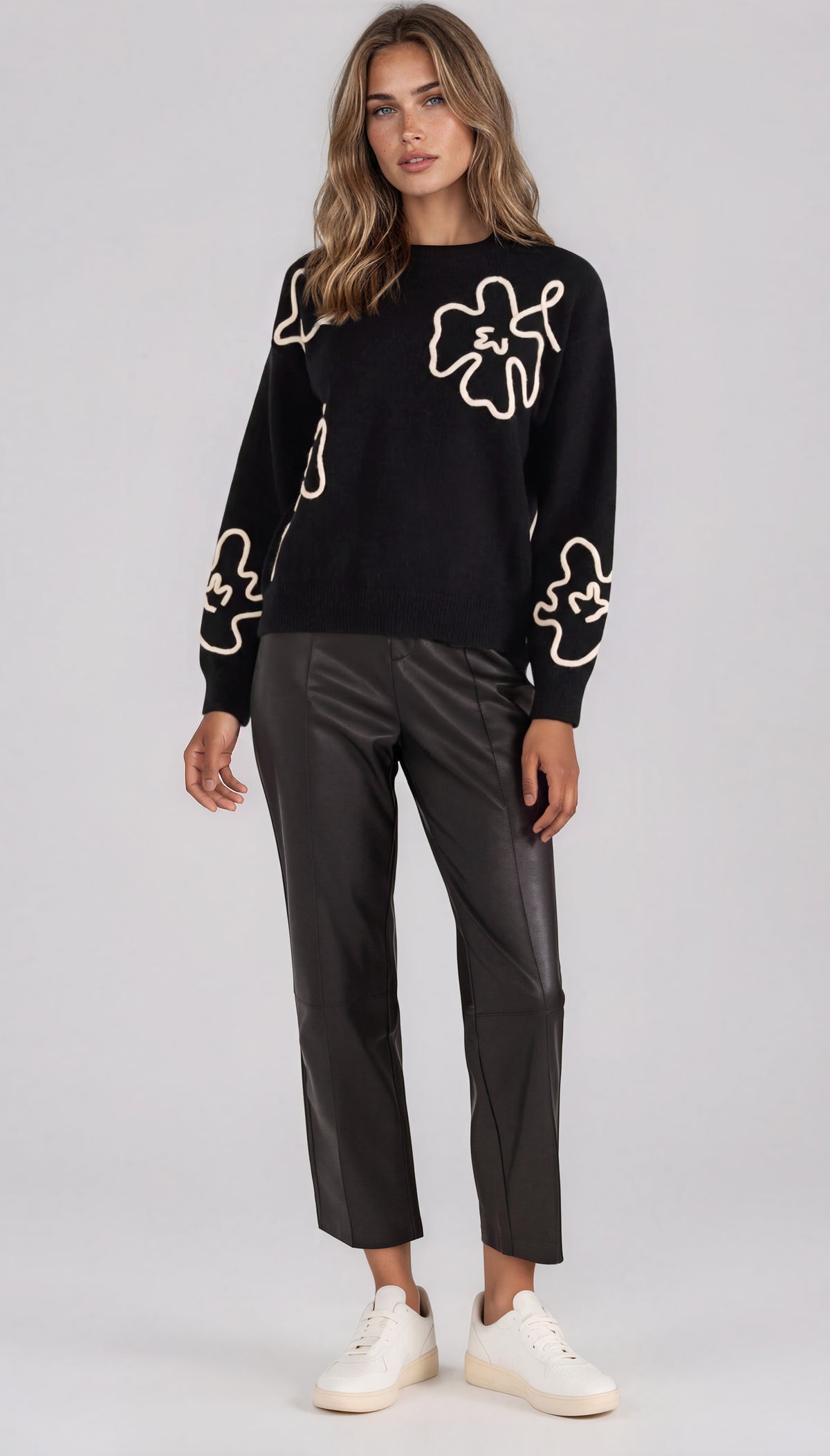 Isla Floral Knit Jumper - Black (Final Sale)