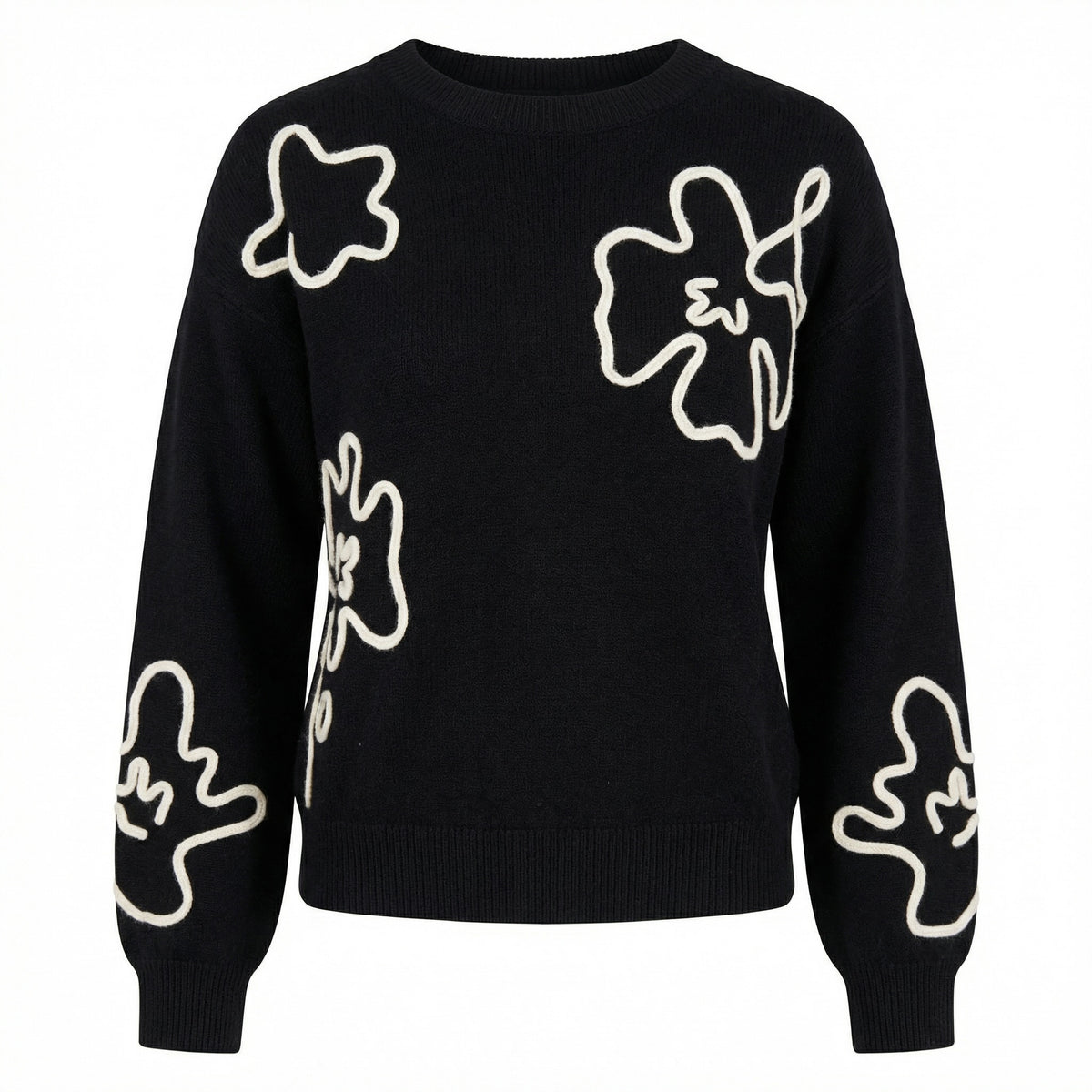 Isla Floral Knit Jumper - Black (Final Sale)