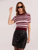 Ivy Tinsel Fluffy Knit Tee - Pink Stripe (Final Sale)