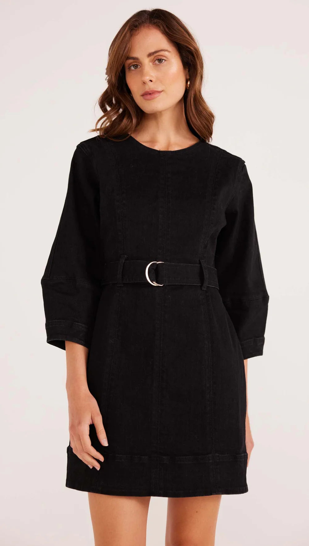 Jocelyn Denim Mini Dress - Washed Black (Final Sale)