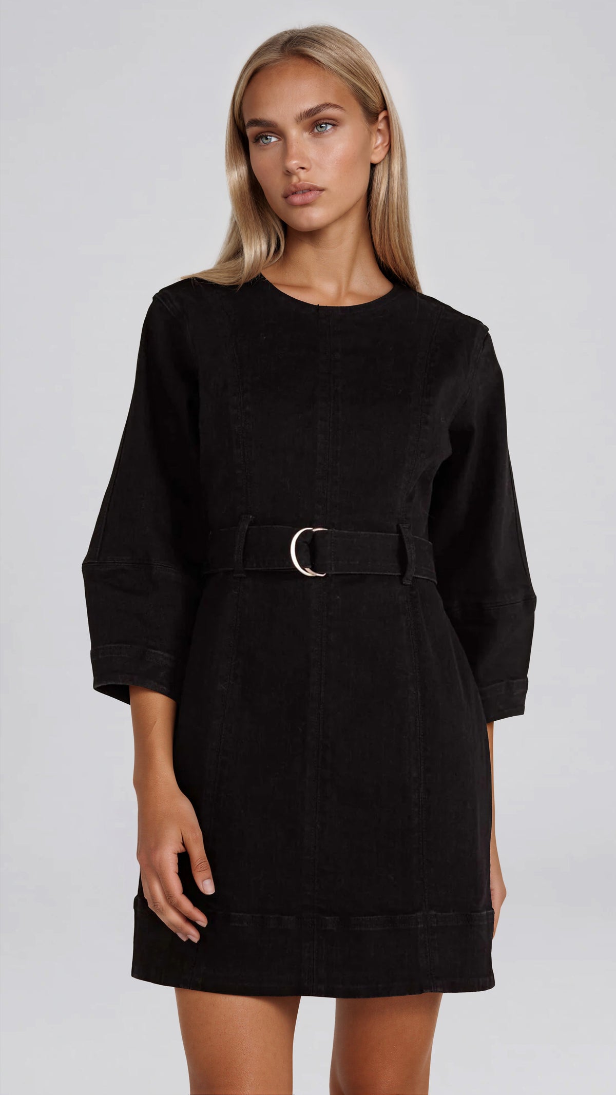 Jocelyn Denim Mini Dress - Washed Black (Final Sale)