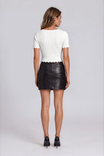 Laura Scallop Knit Tee - Ivory (Final Sale)