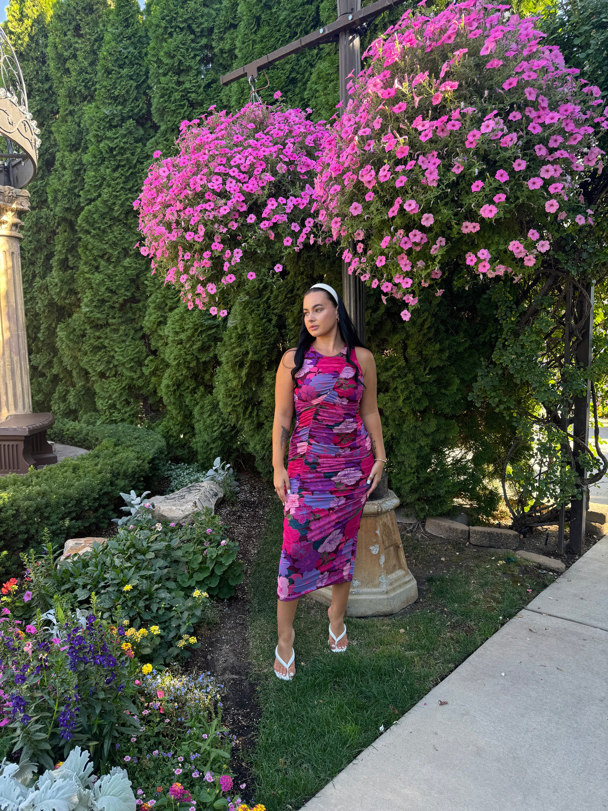 Lexie Mesh Midi Dress - Floral Blooms (Final Sale)