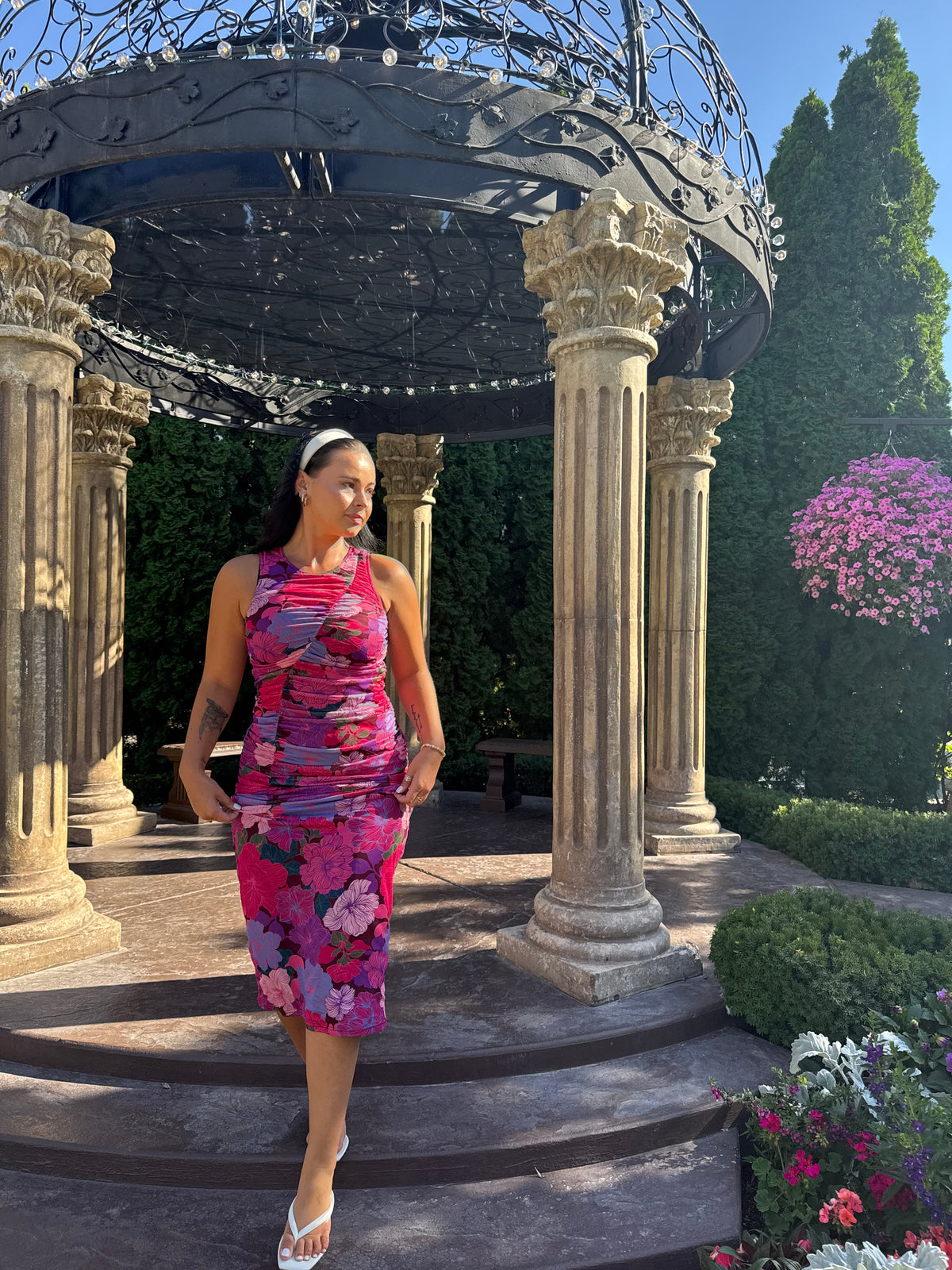 Lexie Mesh Midi Dress - Floral Blooms (Final Sale)