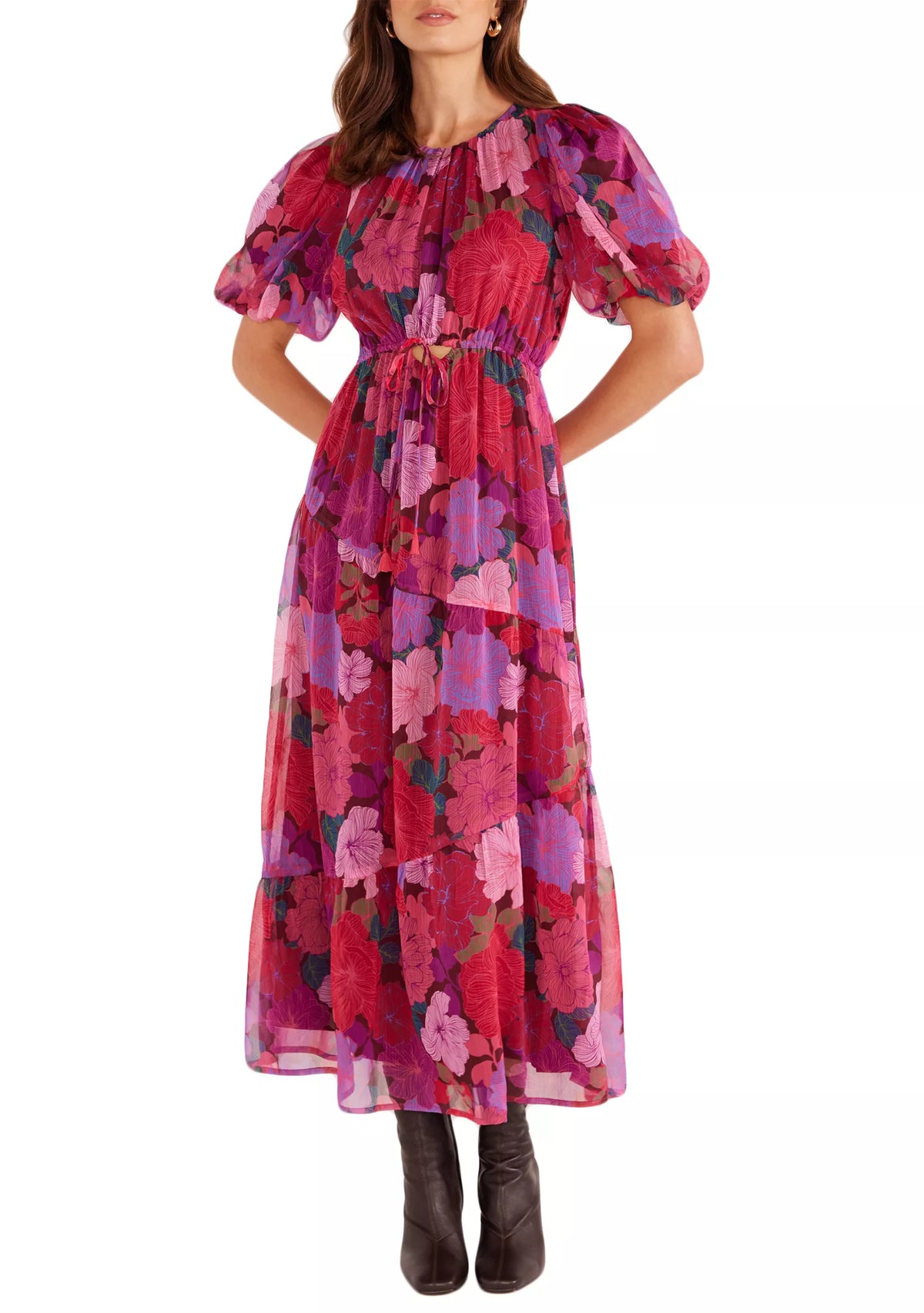Lexie Tiered Midi Dress - Floral Blooms (Final Sale)