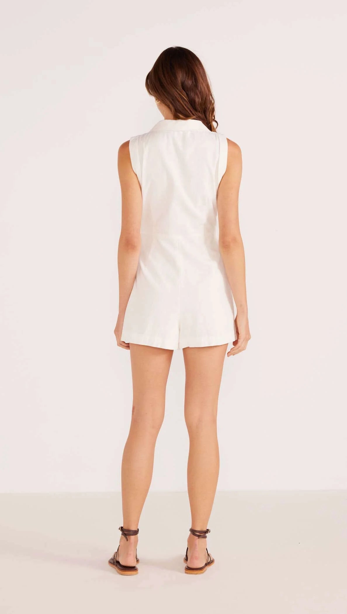 Lucia Linen Wrap Playsuit - White (Final Sale)