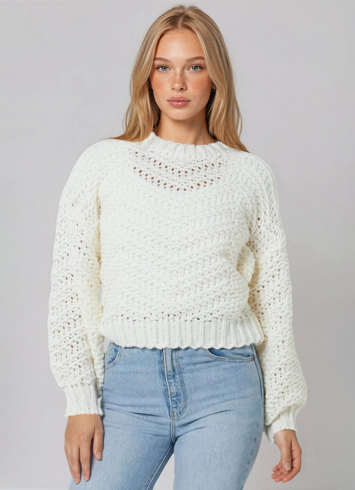 Luna Zig-Zag Knit Jumper - Ivory (Final Sale)