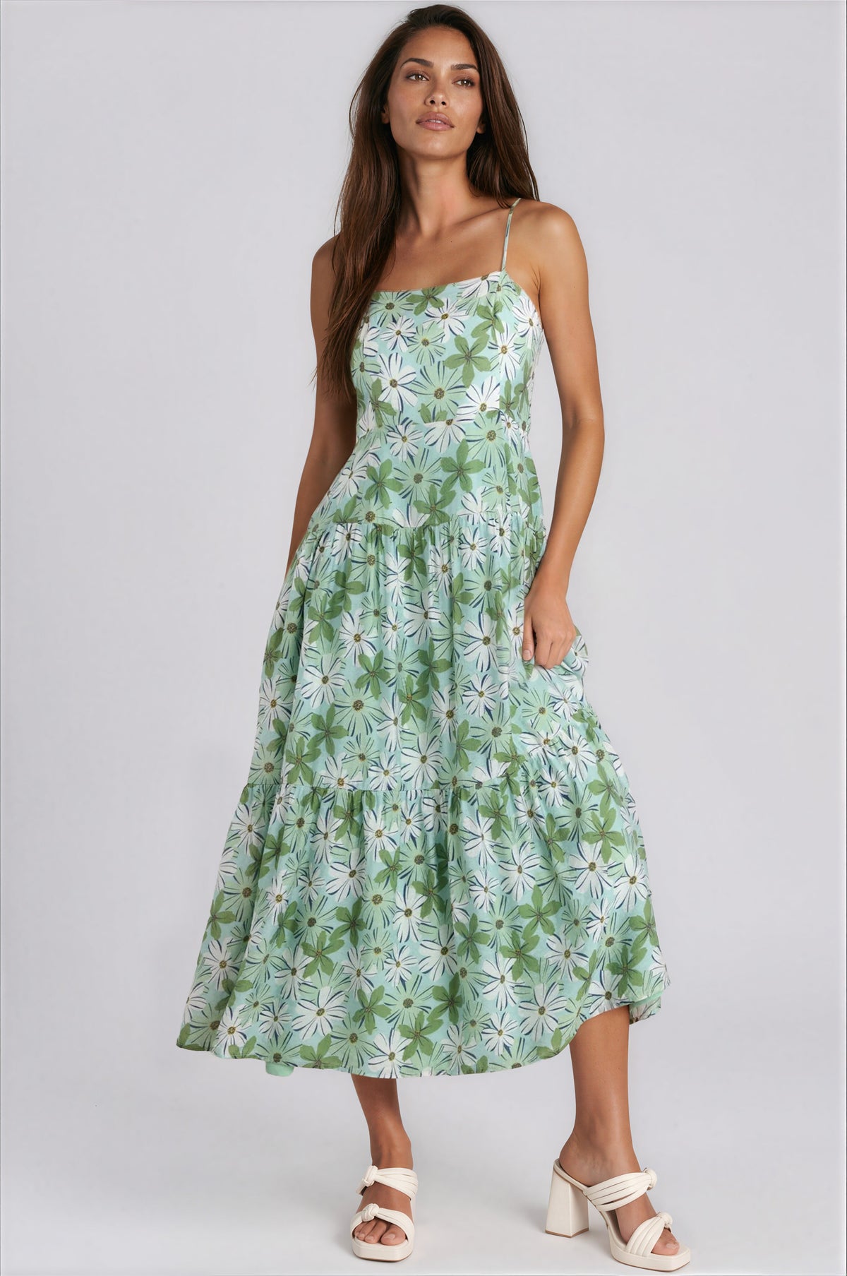 Margaux Maxi Dress - Green/White Floral (Final Sale)