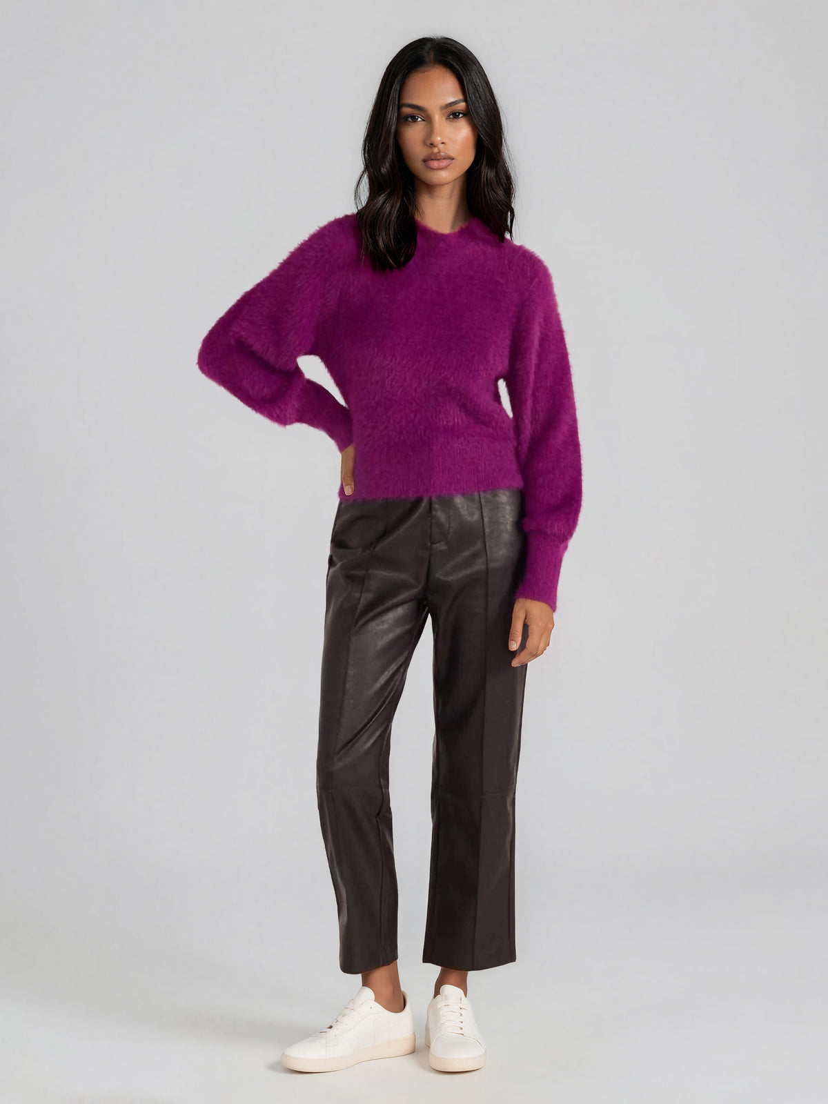 Millie Fluffy Knit Jumper - Plum (Final Sale)
