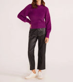 Millie Fluffy Knit Jumper - Plum (Final Sale)