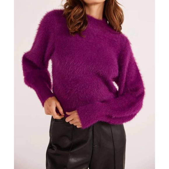 Millie Fluffy Knit Jumper - Plum (Final Sale)