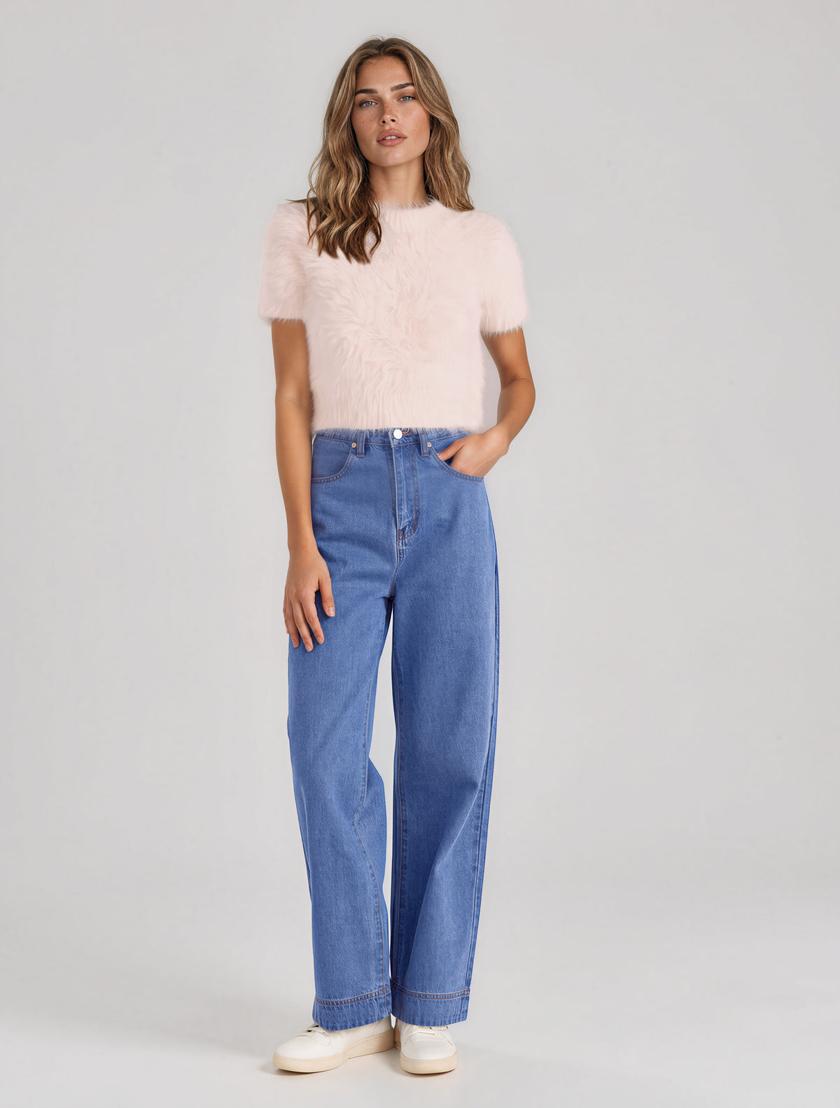 Millie Fluffy Knit Tee - Blush Pink (Final Sale)