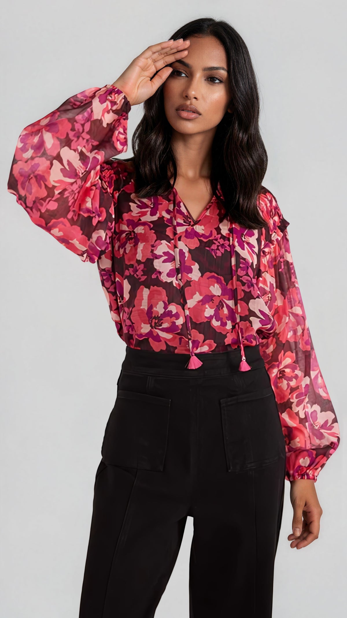 Savannah Long Sleeve Blouse - Painterly Blooms (Final Sale)