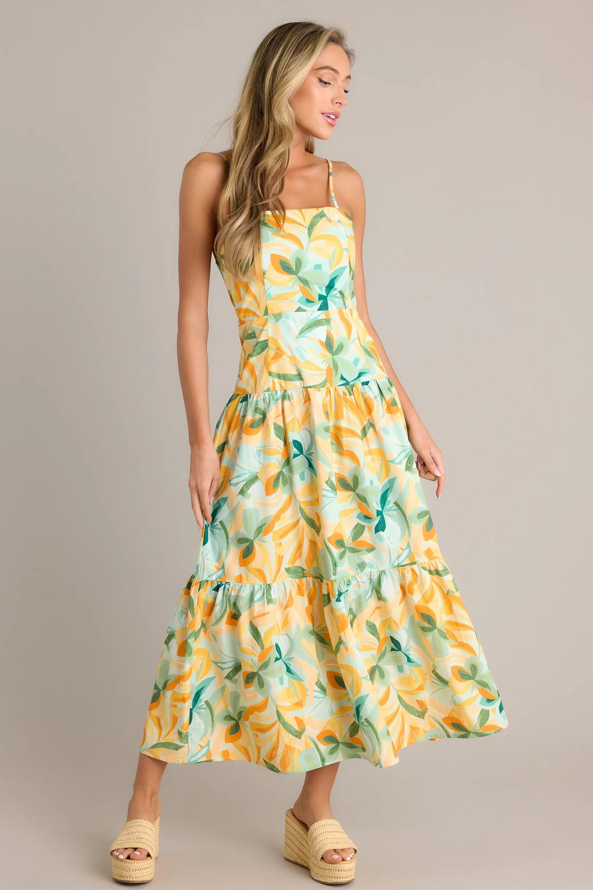 Solstice Tiered Midi Dress - Tropical (Final Sale)