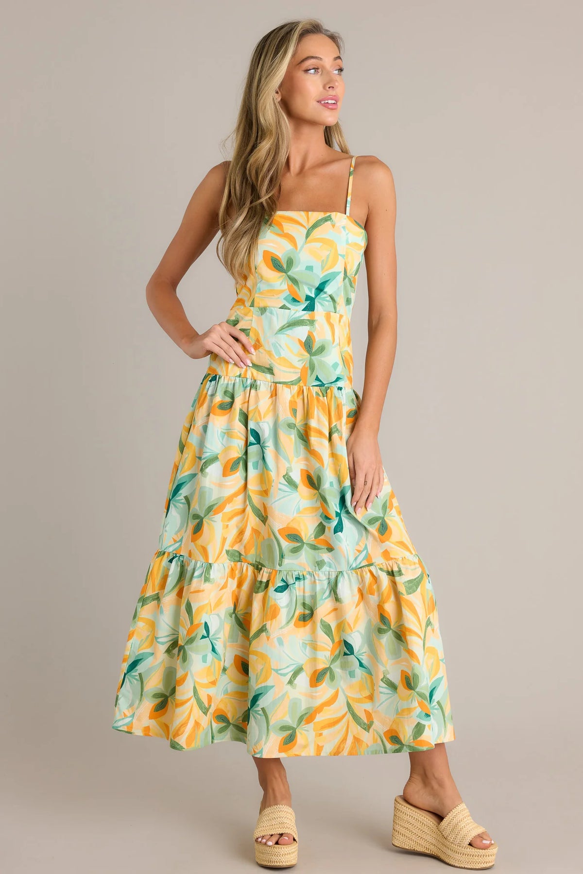 Solstice Tiered Midi Dress - Tropical (Final Sale)
