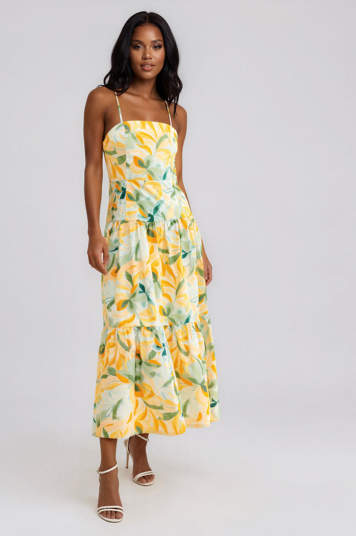 Solstice Tiered Midi Dress - Tropical (Final Sale)