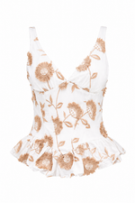 Botanical Poplin Top & Mini Skirt Set – Off White (Final Sale)