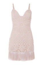 Flower Crochet Embroidered Mini Dress – Beige (Final Sale)