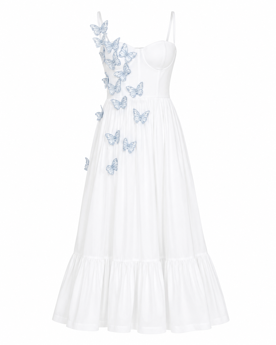 Flutter Poplin Butterfly Midi Dress – Off White (Final Sale)