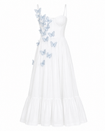 Flutter Poplin Butterfly Midi Dress – Off White (Final Sale)