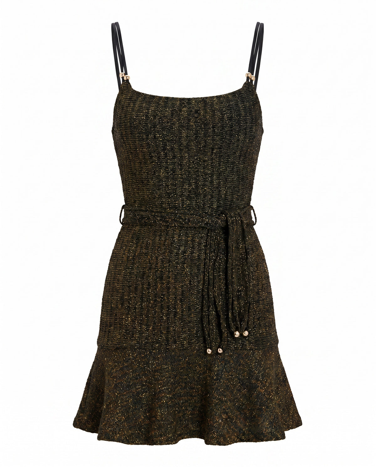 Metallic Knit Mini Dress – Black (Final Sale)
