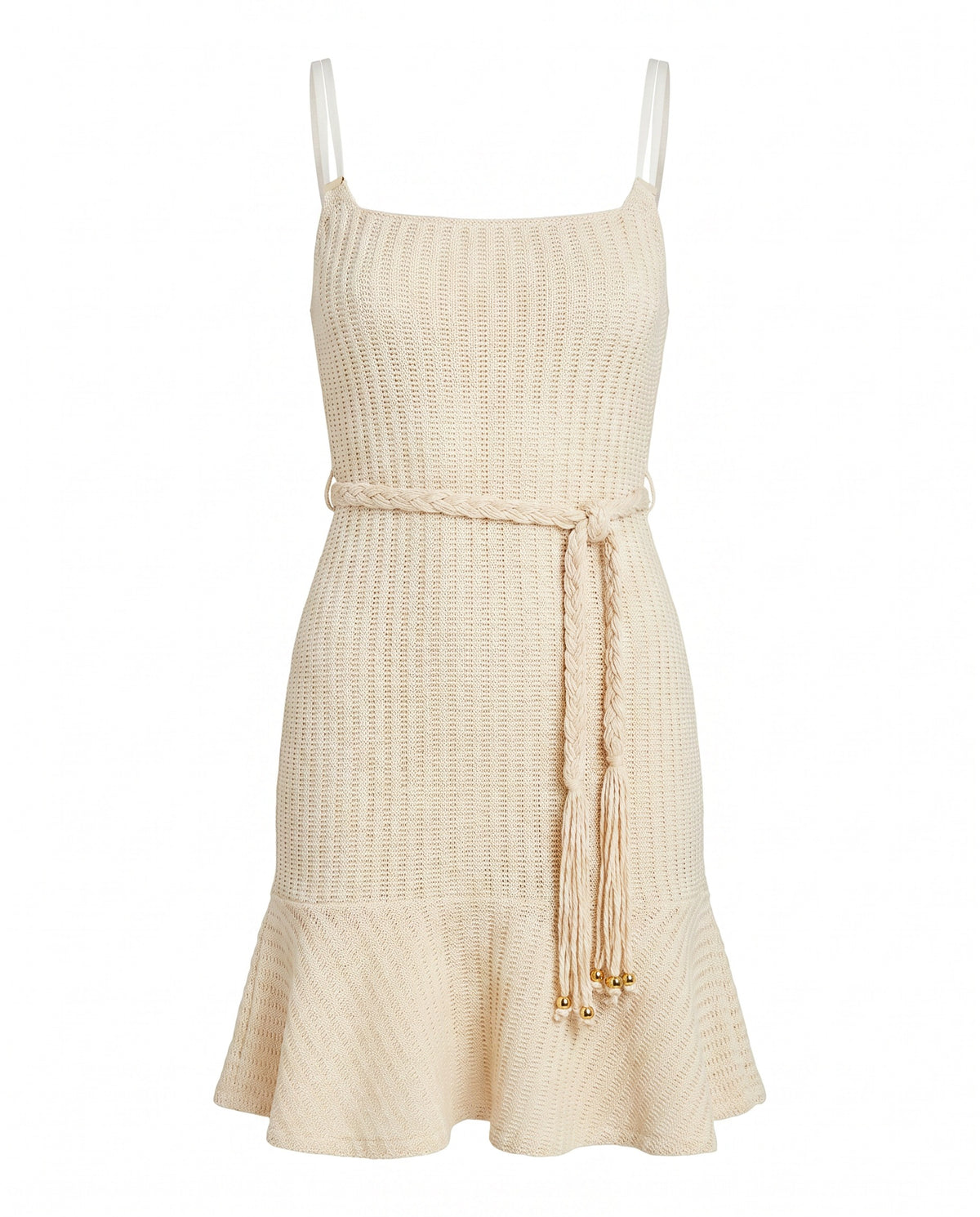 Metallic Knit Mini Dress – Off White (Final Sale)