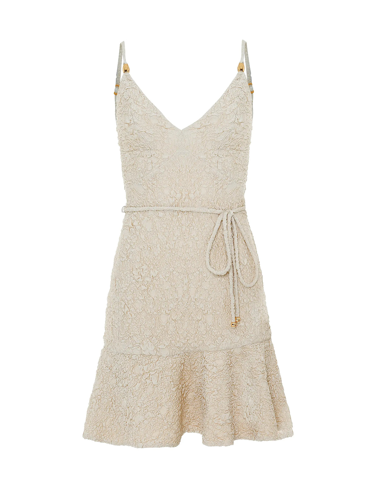 Papillon Jacquard Mini Dress – Beige (Final Sale)