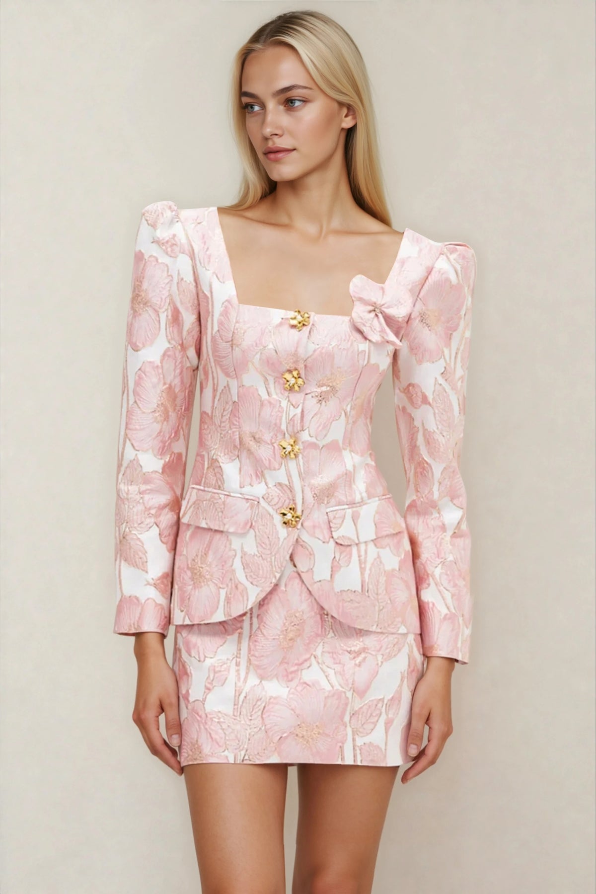 Petal Jacquard Jacket – Pink