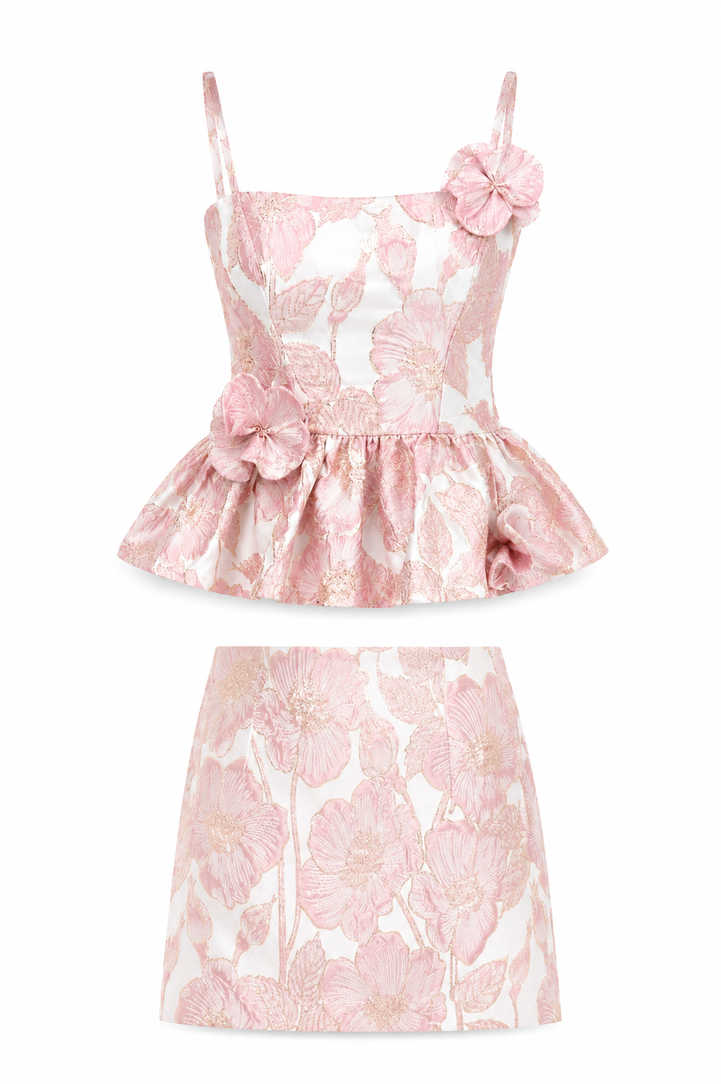 Petal Jacquard Top & Skirt Set – Pink (Final Sale)