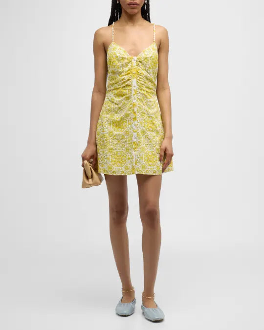 Addie Sleeveless Mini Dress – Bright Lemon Positano (Final Sale)