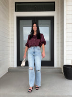 Dina Button Down Bodysuit - Pinot Noir (Final Sale)