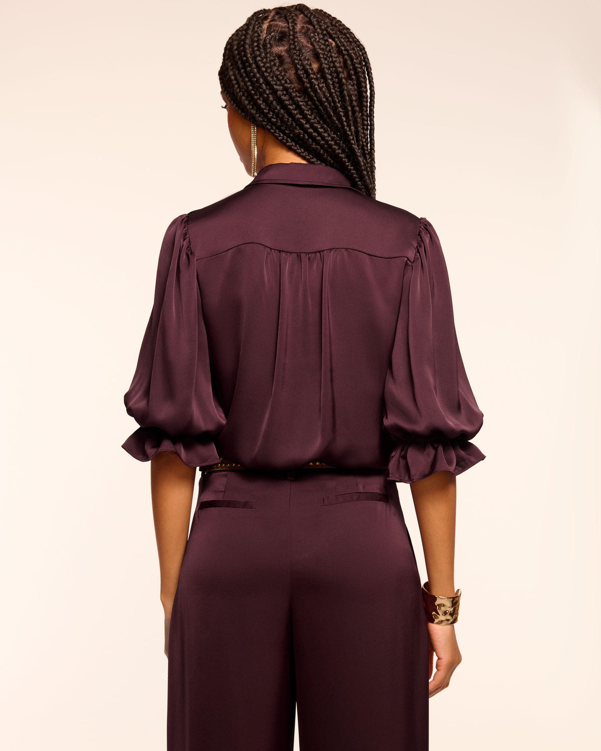 Dina Button Down Bodysuit - Pinot Noir (Final Sale)