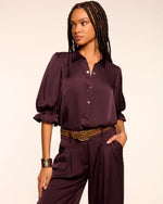 Dina Button Down Bodysuit - Pinot Noir (Final Sale)
