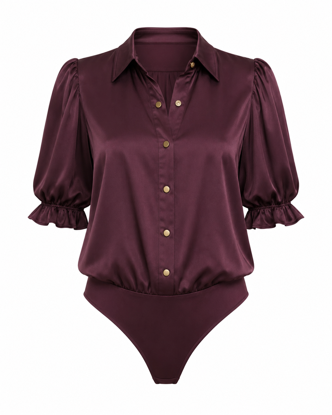 Dina Button Down Bodysuit - Pinot Noir (Final Sale)