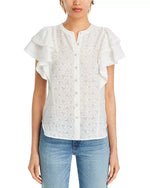 Giavanna Blouse - White Springtime Burnout (Final Sale)