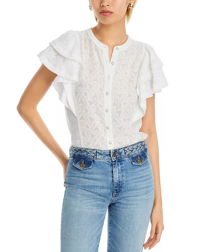 Giavanna Blouse - White Springtime Burnout (Final Sale)