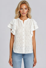 Giavanna Blouse - White Springtime Burnout (Final Sale)