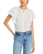 Giavanna Blouse - White Springtime Burnout (Final Sale)