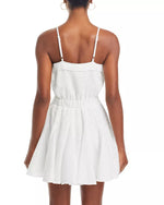 Kallie V Neck Sash Belt Mini Dress - White Springtime Burnout (Final Sale)
